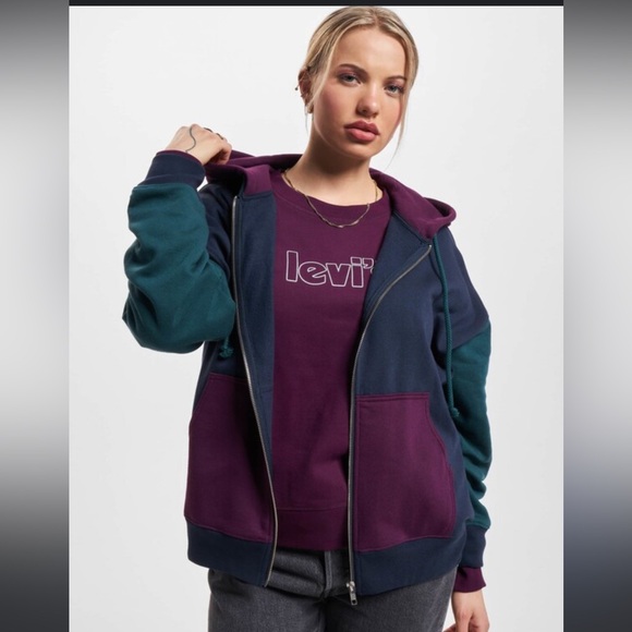 NWT Levi’s Zipper Pocket Hoodie Colorblock Medium - Picture 2 of 2